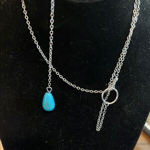 Elegant Silver Necklace with Turquoise Pendant